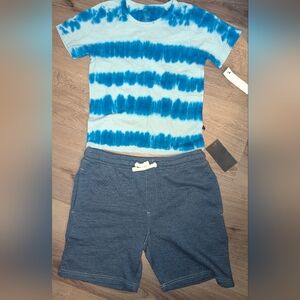 NWT JOE'S Blue Tie-Dye Tee and NORDSTROM Gray Shorts 2 Piece Set